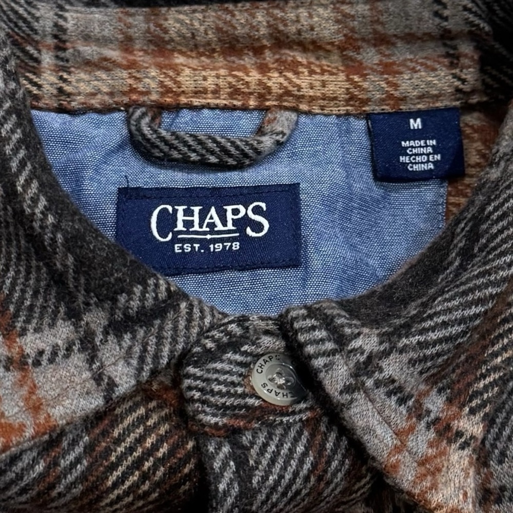 Chaps Plaid Buttonup Comfort Outdoors Camping‎ Lumberjack Flannel Men's Size M - Picture 5 of 8
